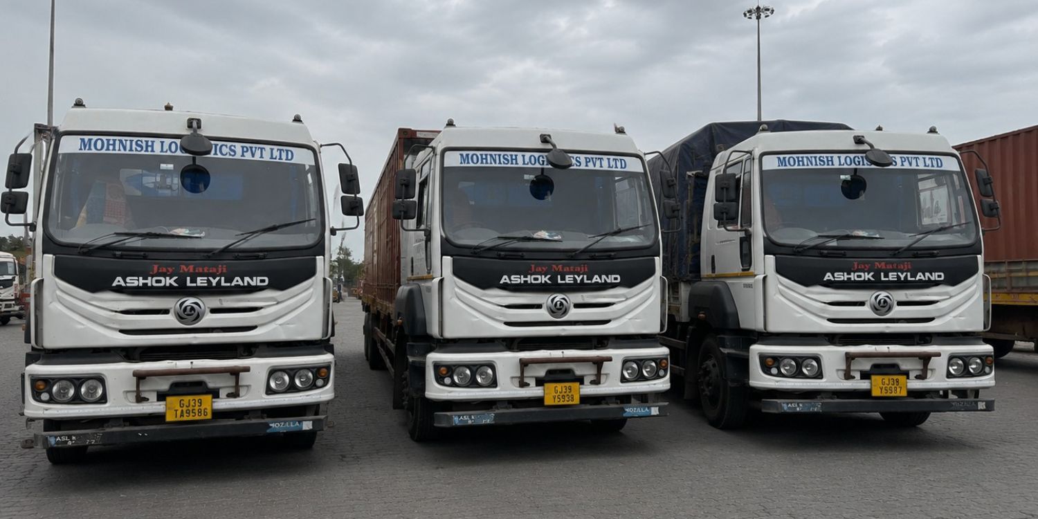 Three Mohnish Logistics trucks ready for dispatch